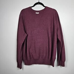 J.Crew Knit Crewneck Sweater Burgundy 100% Cotton Classic Pullover Mens